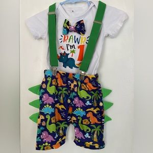 RAWR I’m 1! Dino Birthday outfit size 9-12 months